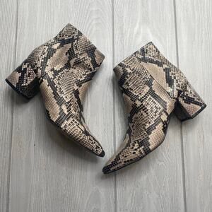 Marc Fisher Women’s Jelly 3 Faux Snake Print Pointed Toe Ankle Boots Size 8